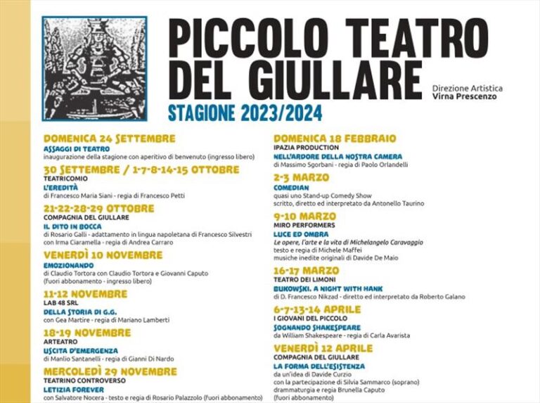 Piccolo Teatro del Giullare: Stagione 2023 / 2024
